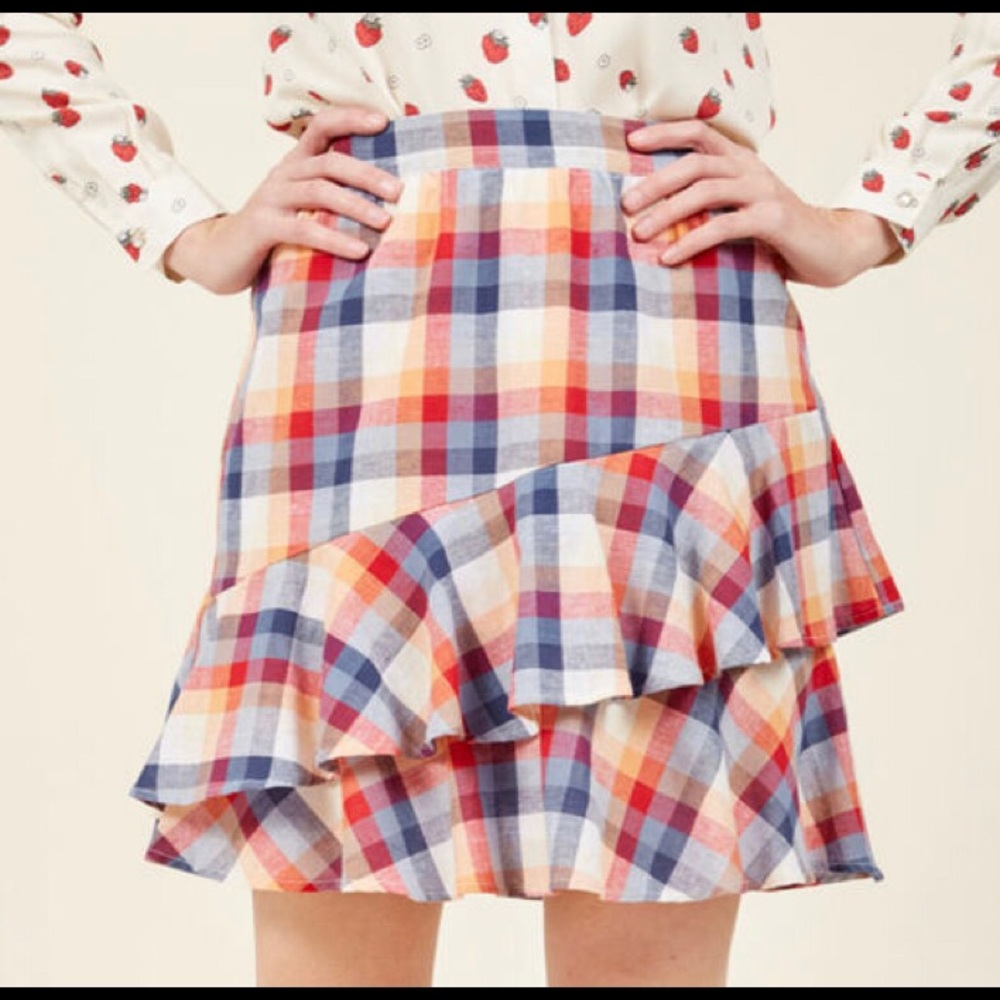 ModCloth Mini Skirt in Plaid